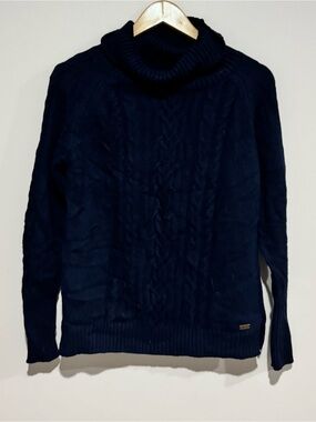 Dubarry Womens Navy Cable-Knit Turtleneck Pullover Sweater EU 38 Wool Blend